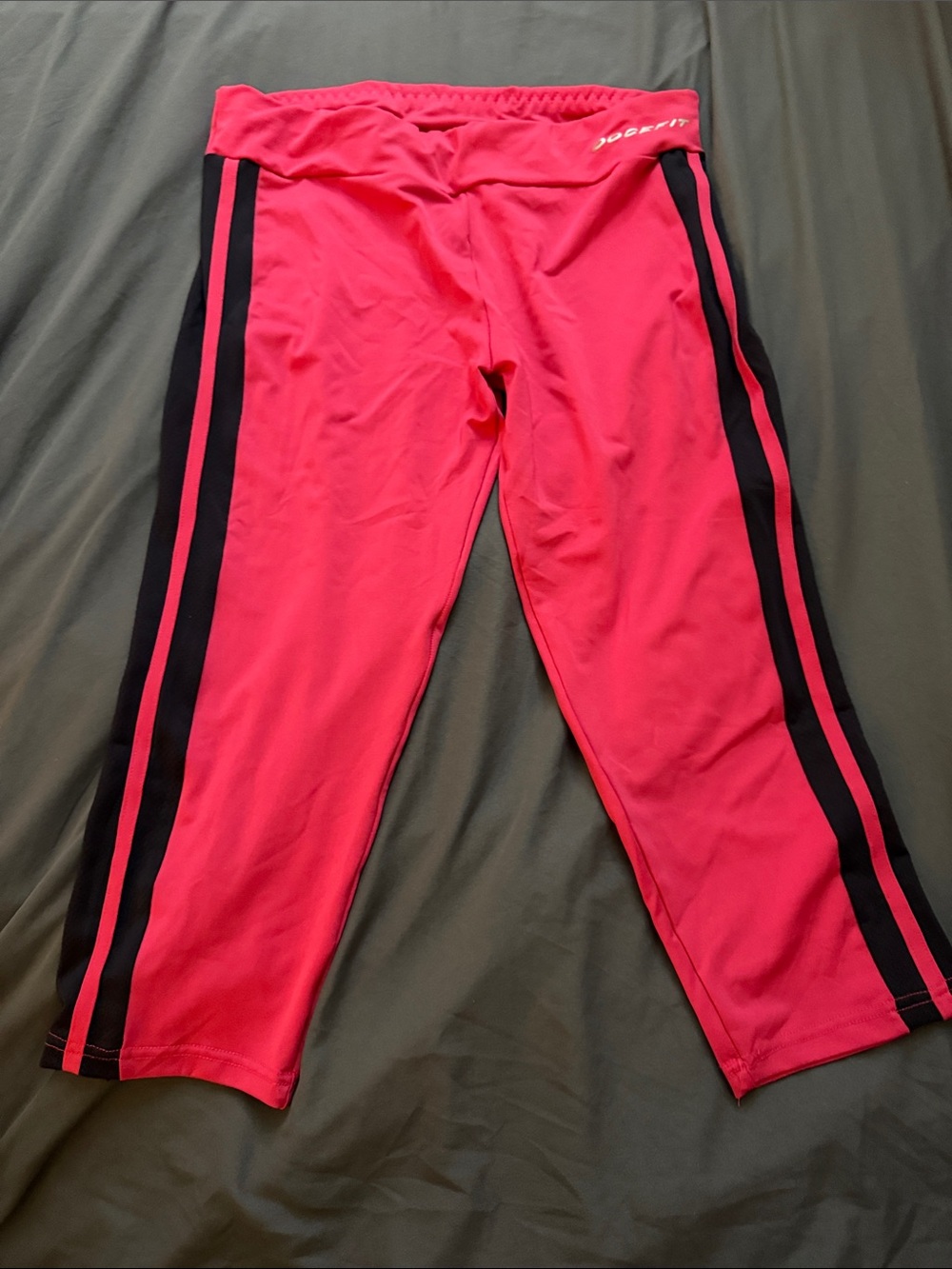 Jofit Pink Capri Leggings with Black Side Stripes